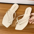 thumbnail image 2 of KIJBLAE Women's Summer Sandals Bohemian Beach Flip Flops Square Toe Thong Sandals Ladies Slippers Female Shoes 2024 White 36, 2 of 3