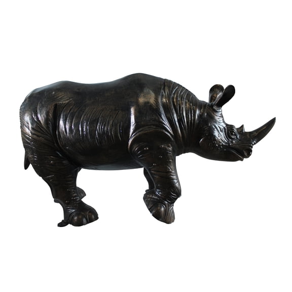 Nifao Giant Aluminum Rhinoceros Statue with Detailed Armor Texture – Garden Outdoor Decor Sculpture, 60"L x 17"W x 35"H