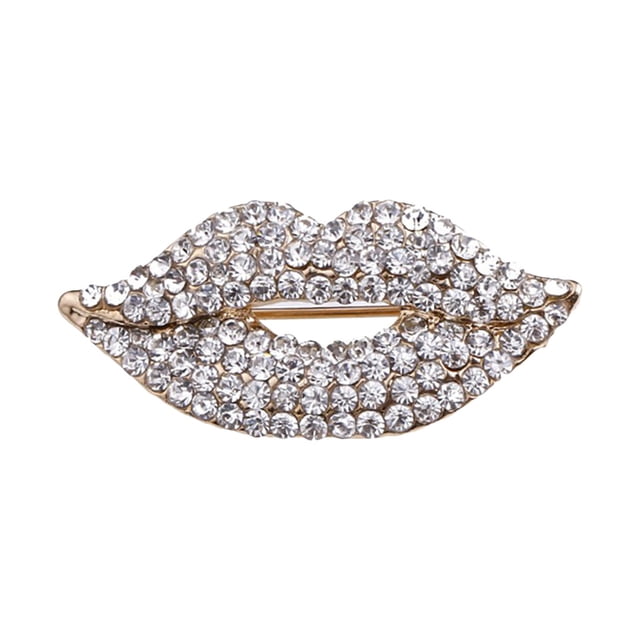 Kcodviy Broche à Lèvres Femmes Clips Châle Rouge Bijoux Pince Bouche Broche Papillon Broche Strass Femmes Broche Éléphant