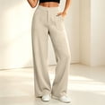thumbnail image 3 of Bloomae Wide Leg Dress Pants Women Stretchy Pull on Work Slacks Elastic High Waisted Business Casual Trousers with Pockets, 3 of 6