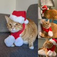 thumbnail image 3 of Gorro navideño para Gato con Bufanda, Conjunto de Disfraces navideños para Mascotas, Gorro navideño para Perros, Gatos y Cachorros, Rojo M, 3 of 5