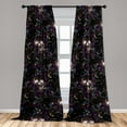 thumbnail image 2 of Halloween Window Curtains, Spooky Skull Pattern with Exotics Leaves Bohemian Artwork Modern, Lightweight Decor 2-Panel Set with Rod Pocket, Pair of - 28"x95", Dark Magenta and Multicolor, by Ambesonne, 2 of 3