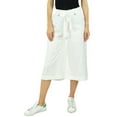 thumbnail image 1 of Bimba Women's Rayon Capri Wide Leg Culottes with Back Elastic Casual Summer Pants With Belt White - Medium, 1 of 9