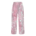 thumbnail image 2 of purcolt Women Floral Print Boho Palazzo Pants Straight Leg Lounge Pants Casual Loose Fit Summer Beach Trousers with Pockets, 2 of 6