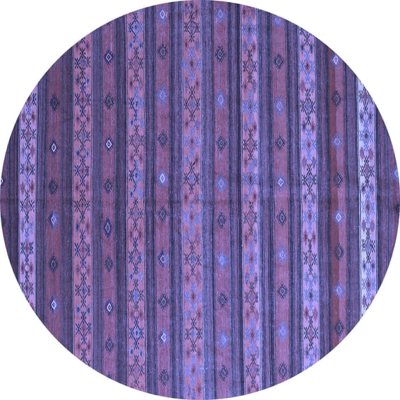 Ahgly Company Machine Washable Indoor Round Oriental Blue Traditional Area Rugs, 7' Round