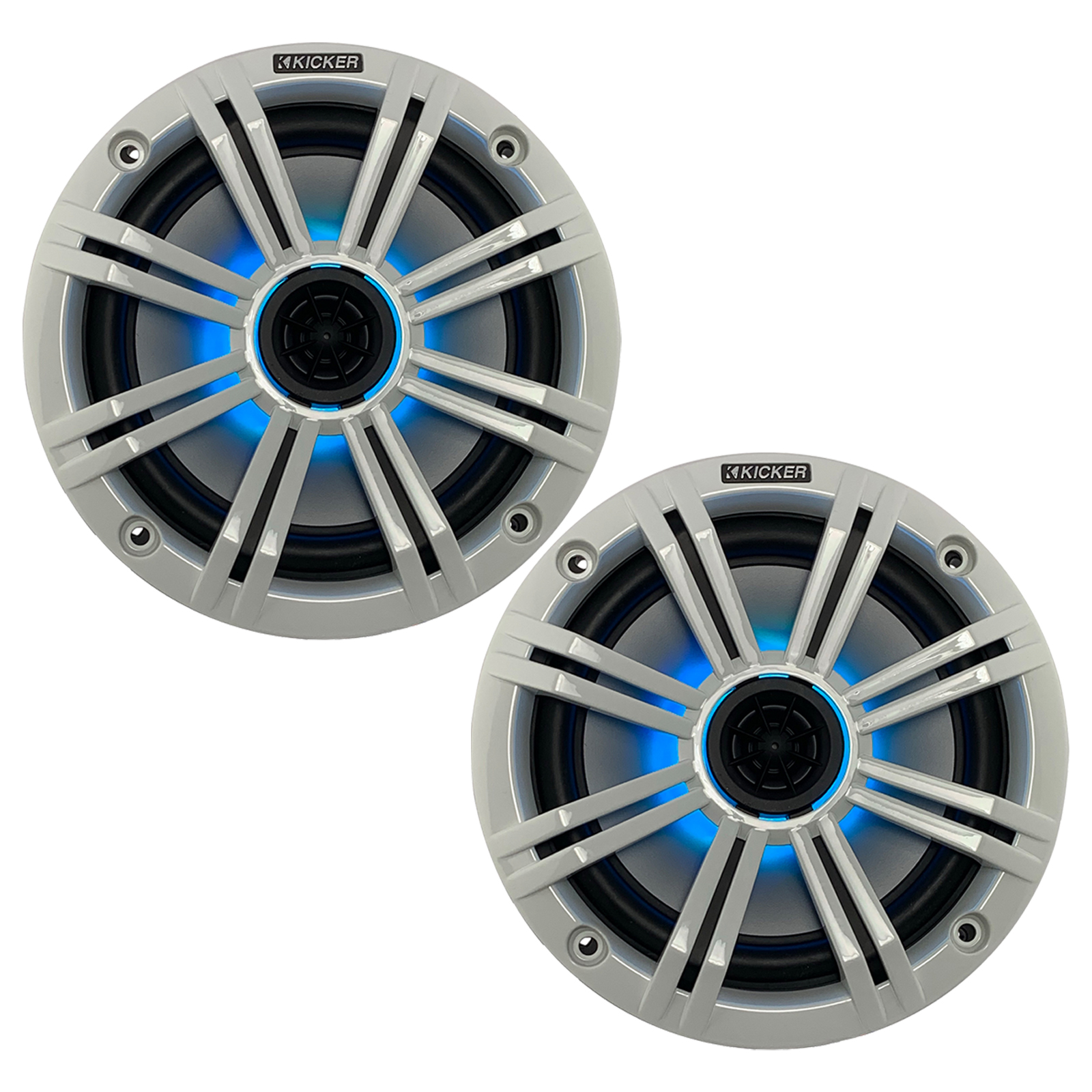 1 Pair (QTY 2) of Kicker 8" OEM Marine Coaxial White Speakers with