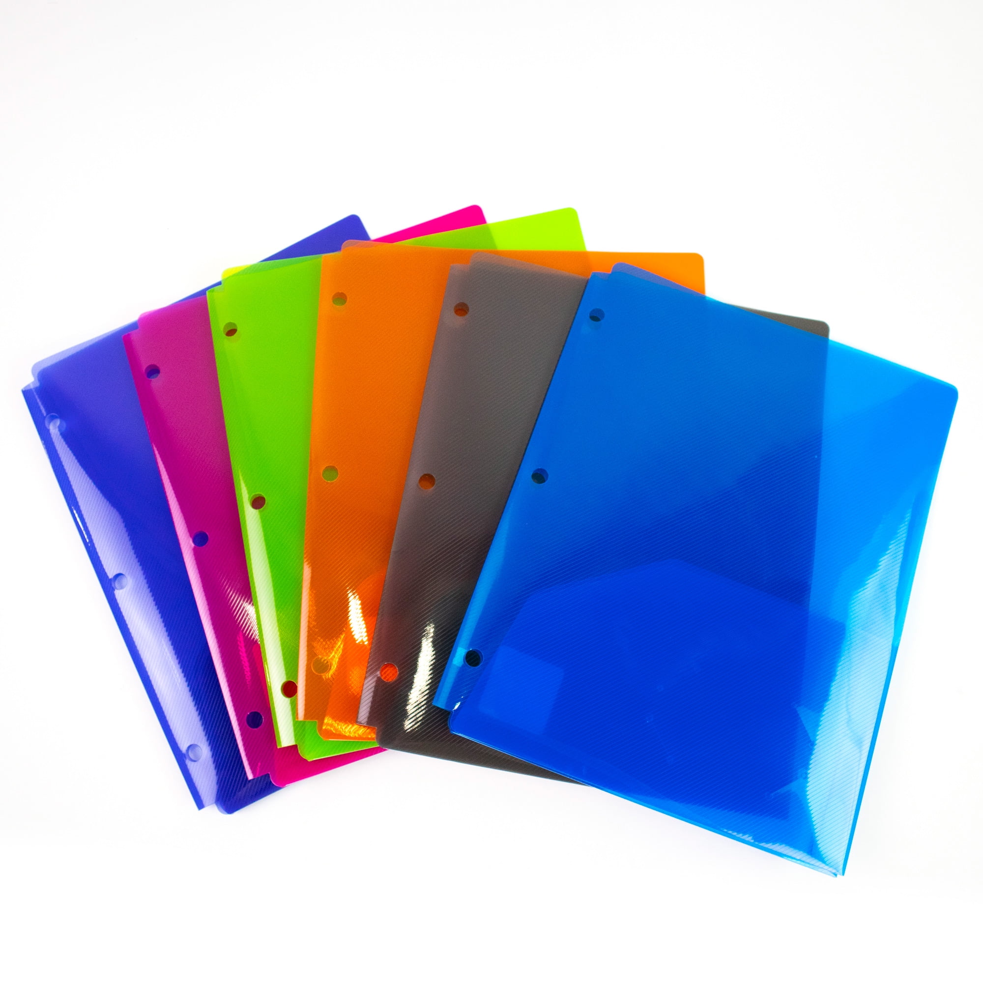 BAZIC 2 Pockets Poly Folder Portfolio, 3 Hole Document Folders, 6-Pack