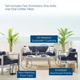thumbnail image 3 of Modway Shore 4-Piece Aluminum & Fabric Outdoor Patio Set in Silver/Navy, 3 of 17