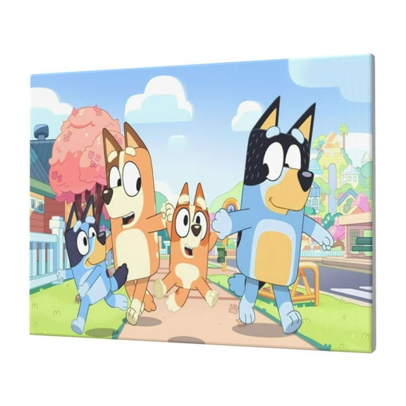 Saiise Bluey Frameless Canvas Wall Art - Contemporary Abstract Artwork for Home, Office & Living Room - Easy to Hang, Vibrant Colors, Ideal Gift Idea- 12"x16"