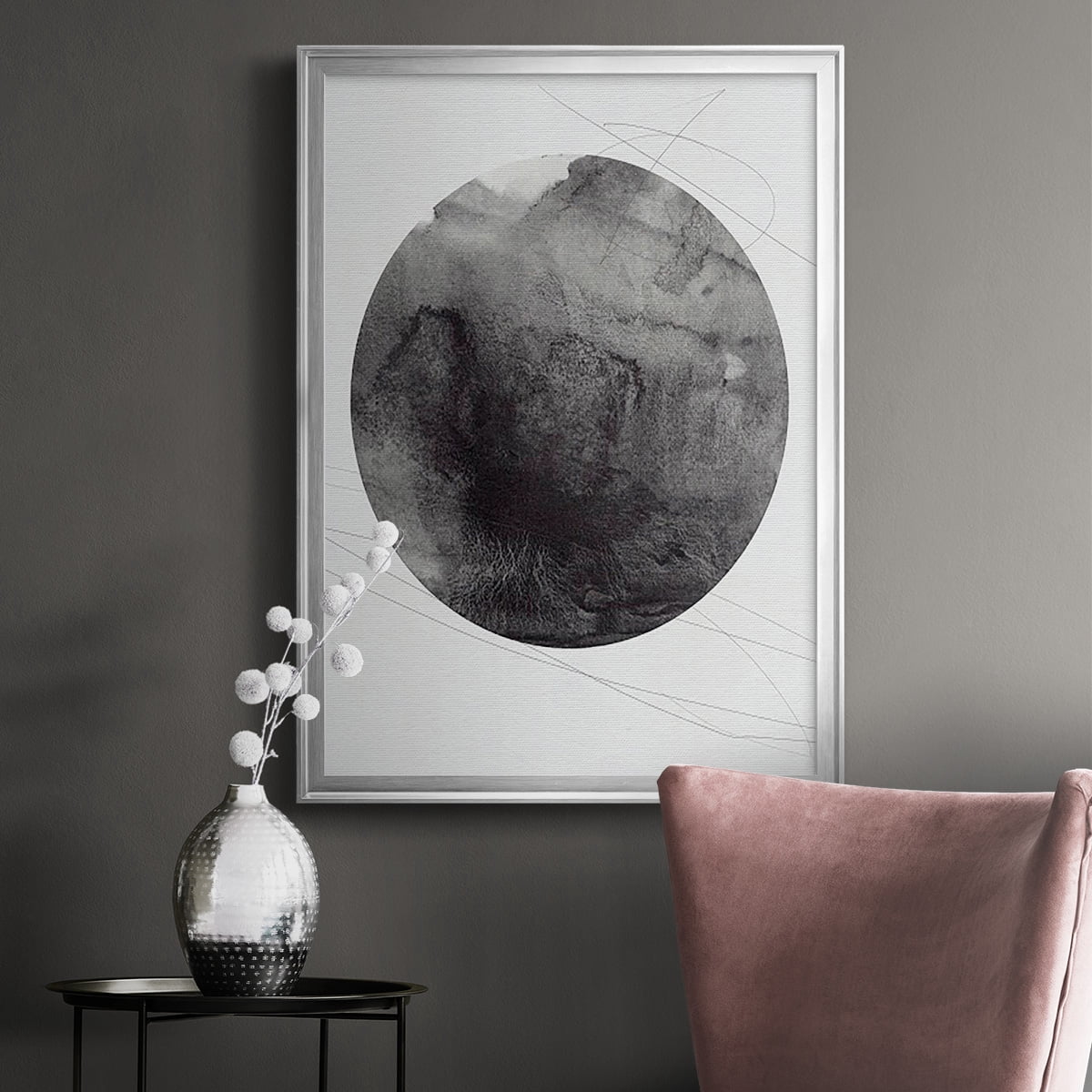 Graphite Moon I Premium Framed Print, in Gold, Black, or Silver - Ready to Hang