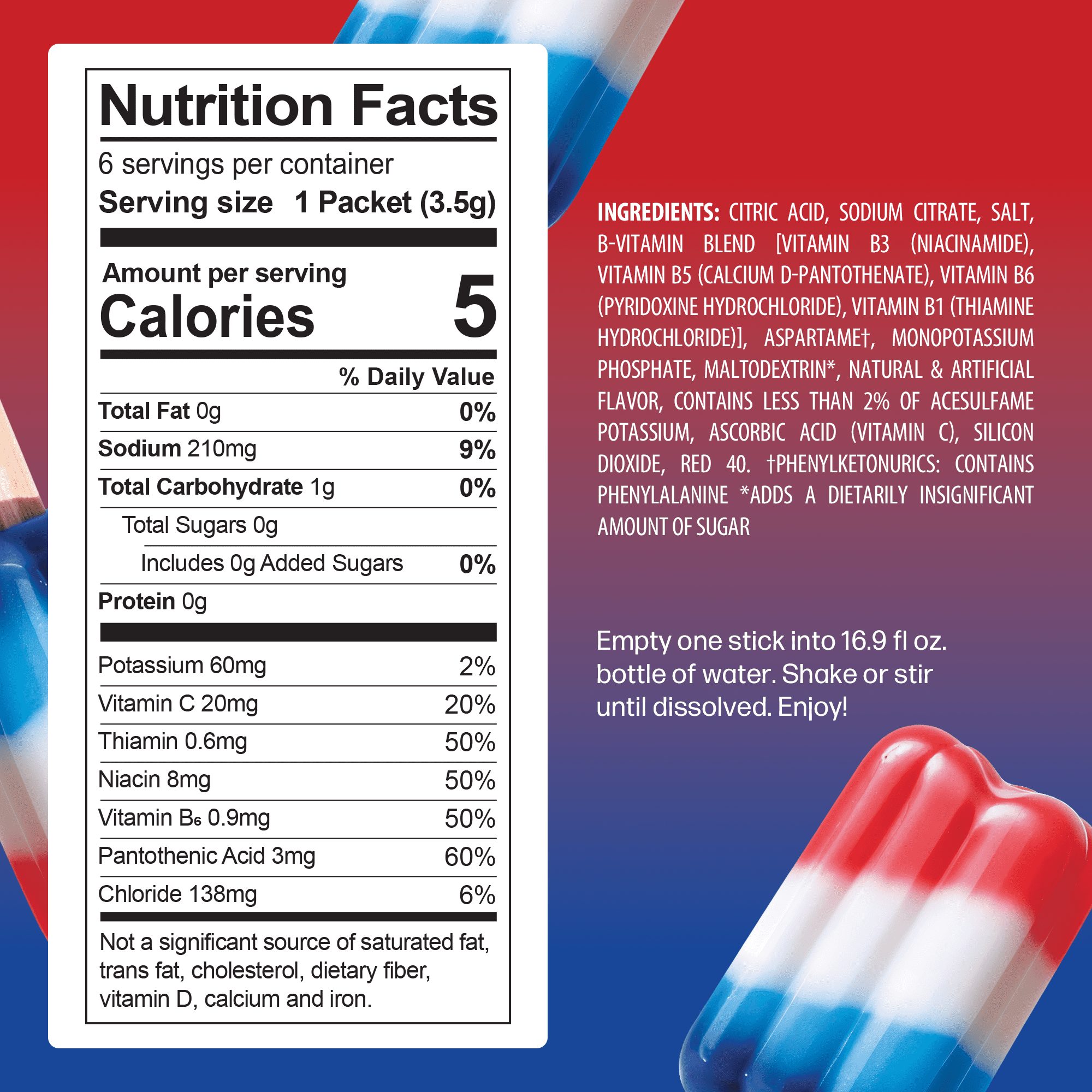 (12 pack) Peak H2O Hydration Powder Drink Mix, Ice Pop, 6 Pack