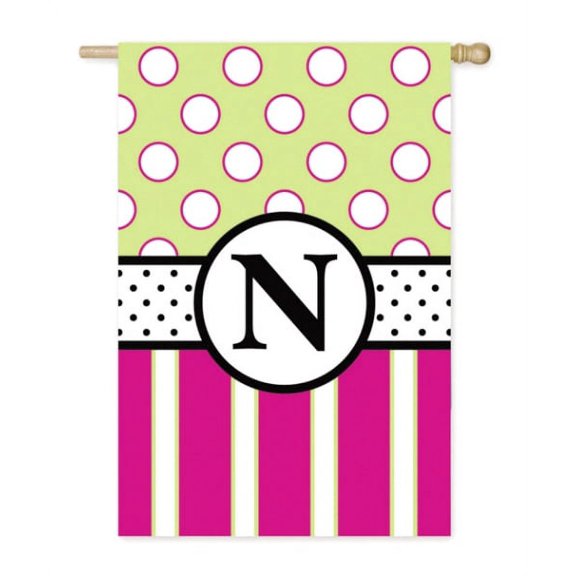 Flag, Gar, New Baskerville Peppy Monogram "N" (Black Topstitch)