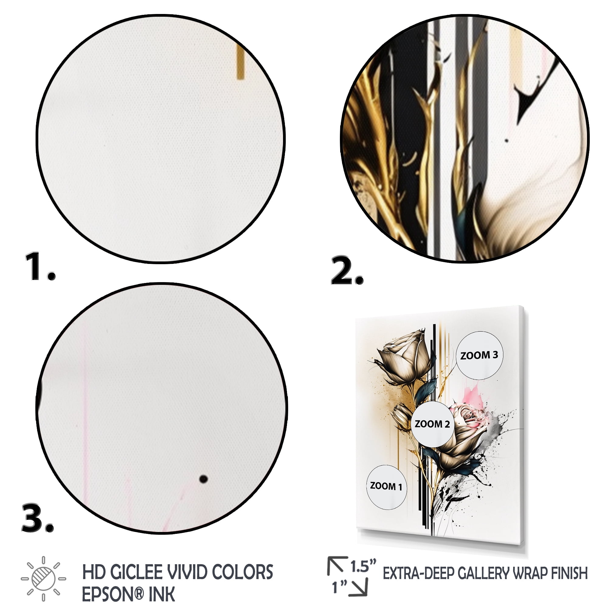 Designart Roses Flow Flower On Golden Beige Paint IV Canvas Wall Art