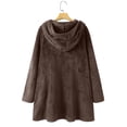thumbnail image 4 of Women Printed Button Plush Tops Hooded Loose Cardigan Wool Coat Winter Jacket, 4 of 9