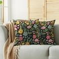 thumbnail image 2 of Spring Summer Floral Pillow Covers 18x18 Set of 2 Cute Yellow Pink Blue Wild Flower Botanical Print Black Decorative Throw Pillow Cases Outdoor Seasonal Farmhouse Decor for Sofa Couch Bed, 2 of 6