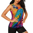 thumbnail image 2 of Easygdp Art Vibrant Perroquet Éclaboussures pour Débardeur d'Entraînement pour Femmes, Haut de Course, Chemise de Randonnée, Séchage Rapide pour Course, Yoga, Randonnée-TG, 2 of 7