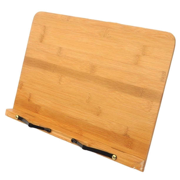 Soporte de bambú para libros, soporte liso, portátil, ajustable, versátil para oficina