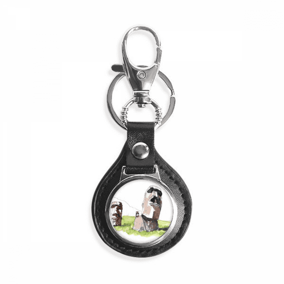 moai statues in easter island key link chain keyholder finder hook metal