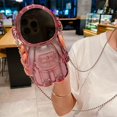 thumbnail image 6 of Astronaut Hidden Stand Phone Case for iPhone 12 Pro Max,Cute Astronaut Folding Bracket Kickstand Luxury Glitter Bling 6D Electroplated Soft TPU Protective Case for Men Women Pink, 6 of 14