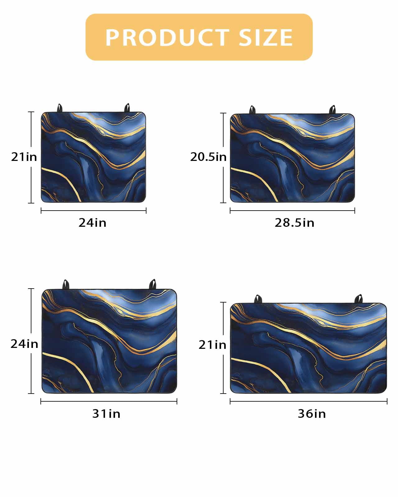 nqOlkjepod Large Induction Cooktop Protector Mat 24"x21", Marble Navy Blue Stove Top Covers for Electric Stove, Modern Golden Ombre Retro Art Stove Burner Cover Mats, Glass Top Stove Cover