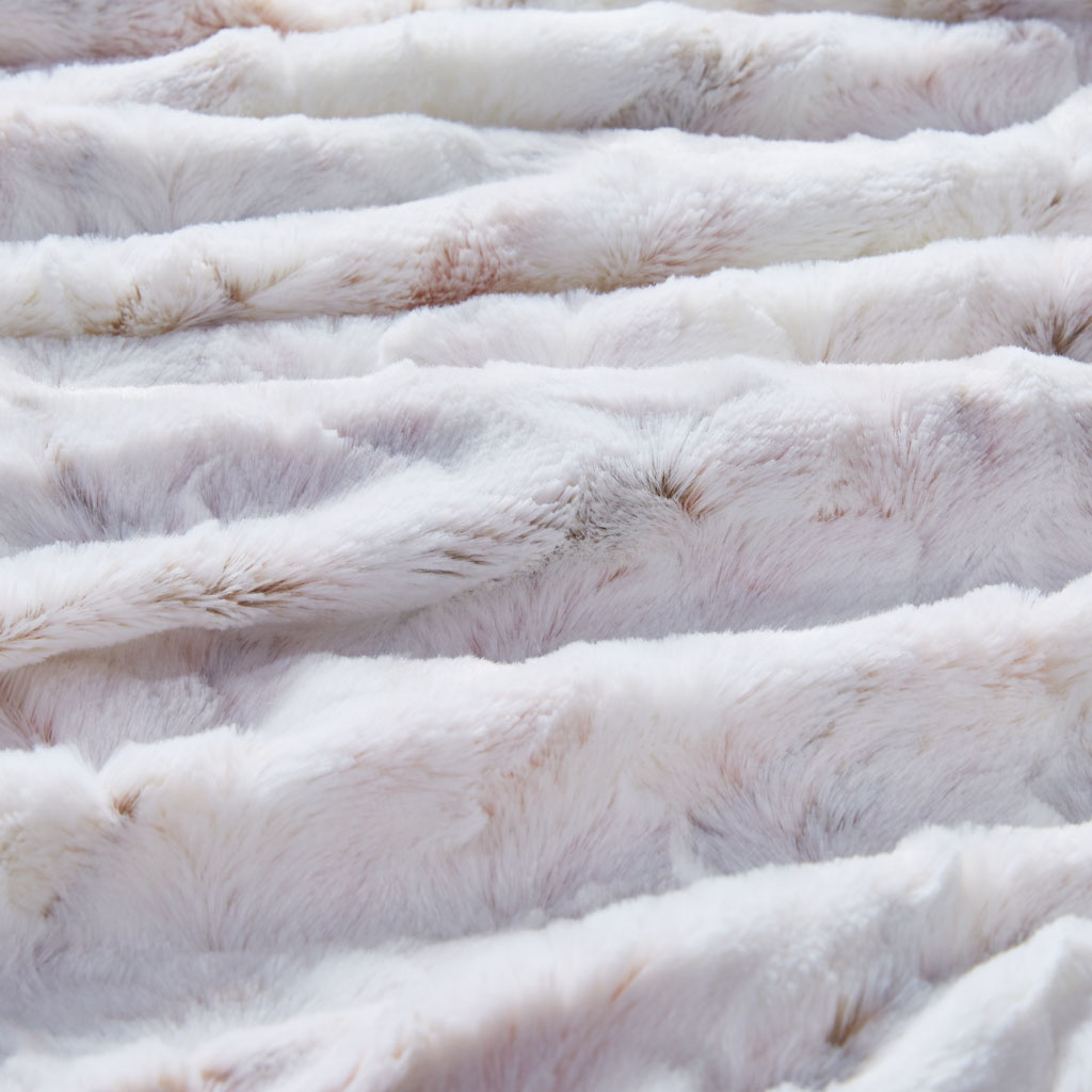 Yoneston Modern Faux Fur Throw Blanket, 70" x 60" Ultra Soft Warm Fleece Blanket for Winter, School, Bedroom and Christmas Gift-White Pink