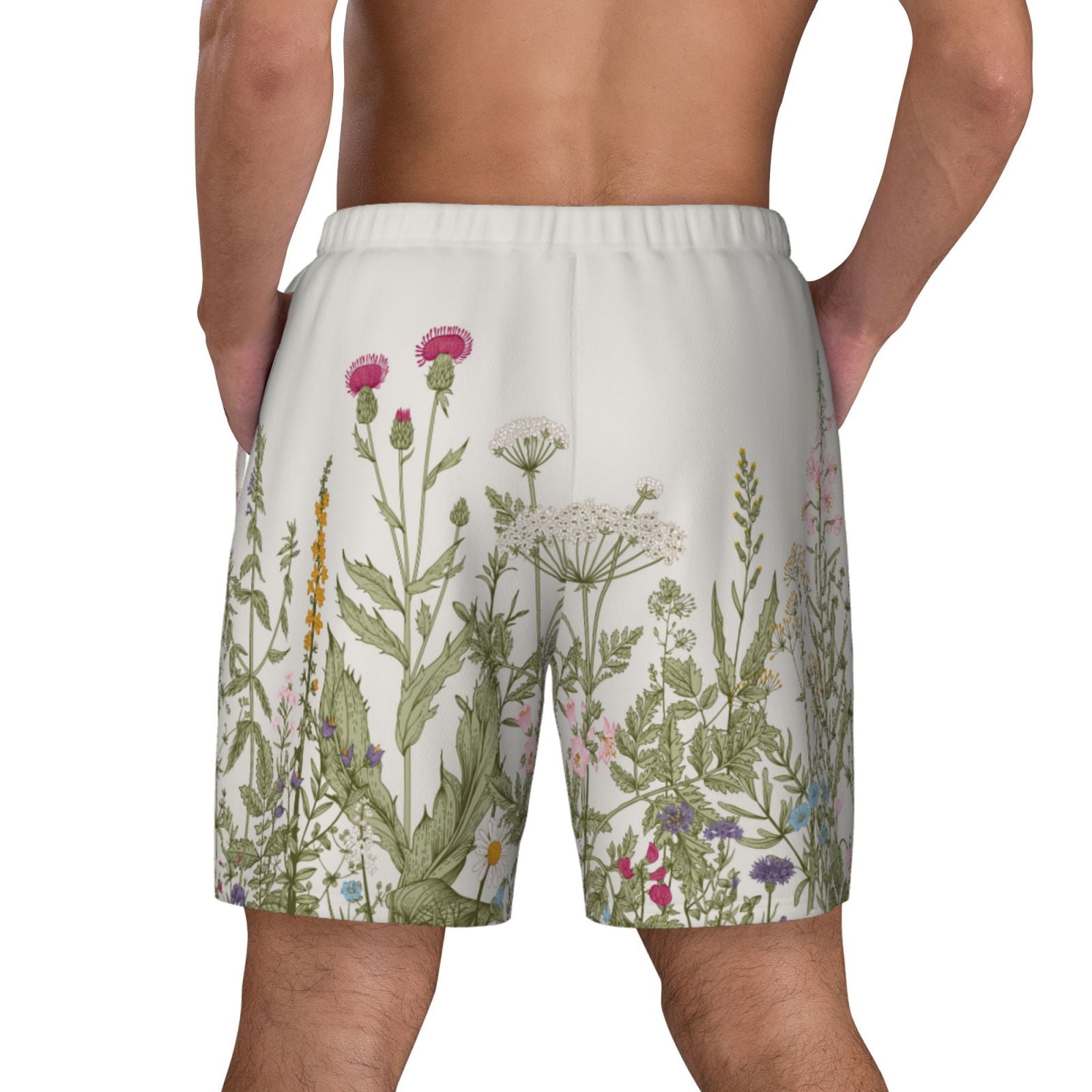 Xecao Herbs and Wildflowers for Men's Swimming Trunks Swim Trunks Quick Dry Swim Shorts with Mesh Lining Funny Swimwear Bathing Suits