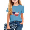 thumbnail image 2 of Piuwrlz Short T-Shirts Sleeve Kids Girls Round Neck Shirt Printed Loose Blouses Shirt Top Sky Blue Size 3 Years, 2 of 4