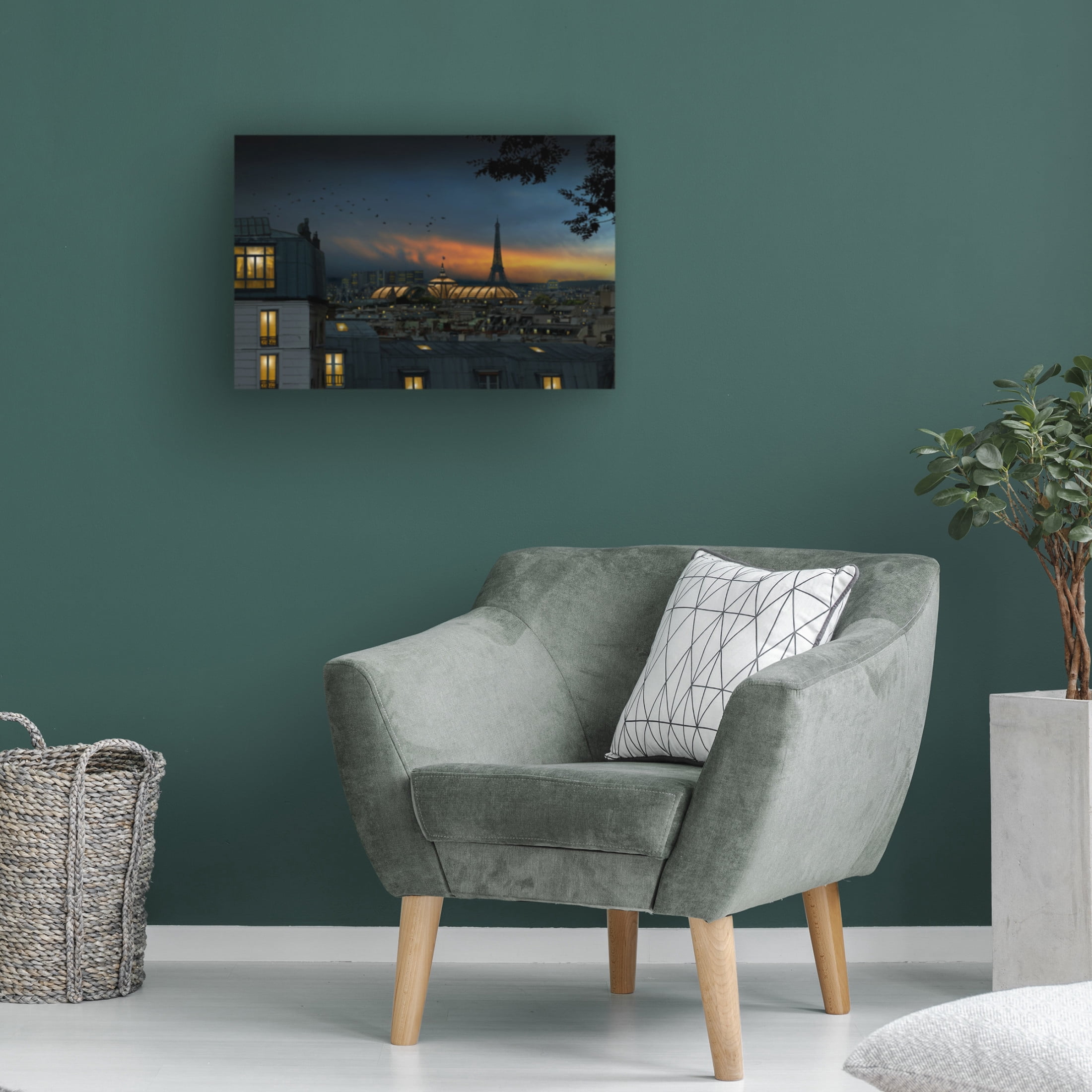 Canvas Wall Art - Pierre Bacus 'Roofs Of Paris At Blue Hour' Wall Art for Living Room, Bedroom, or Office D?cor by Trademark Fine Art - 32 x 22 Inches