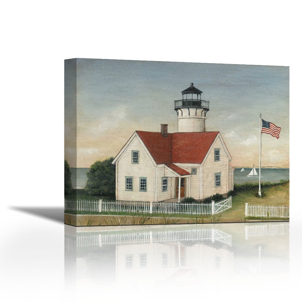 Lighthouse Keepers House - Contemporary Fine Art Giclee on Canvas Gallery  Wrap - wall décor - Art painting - 27 x 21 Inch - Ready to Hang -  Walmart.com