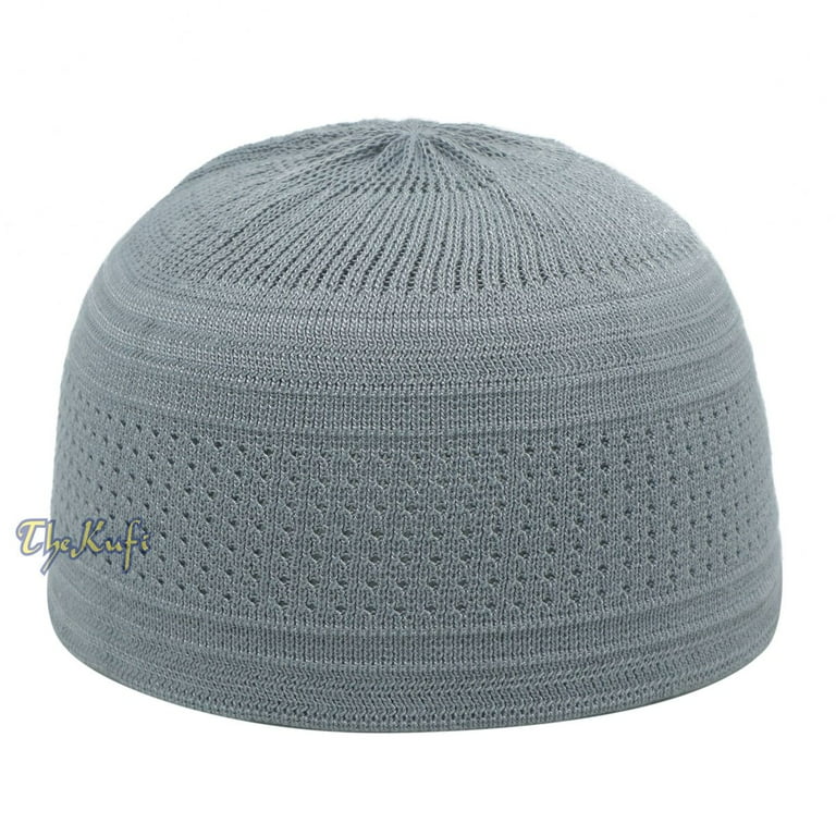 TheKufi® Grey Prayer Cap Cotton Stretch-knit Style Takke Muslim