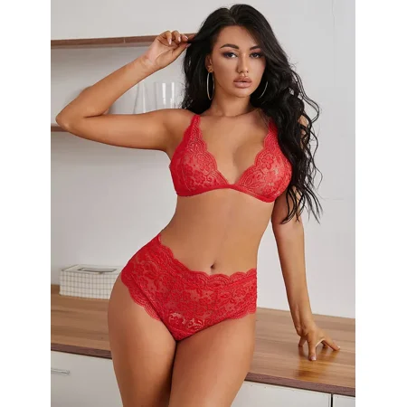 

Women‘s Sexy Two Piece Lingerie Set Lace Babydoll Bra And Panty Lingerie Set Valentines Gifts
