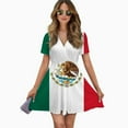 thumbnail image 2 of Flag Of Mexico Women Dress V-Neck Short Sleeve Flowy Swing Party Midi Dress, 2 of 4