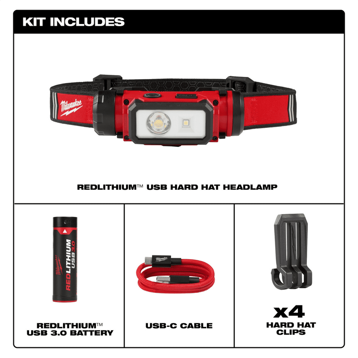 Milwaukee 2163-21 600 Lumens LED USB Hard Hat Headlamp Kit