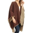 thumbnail image 6 of Sakkas Mari Women's Reversible Large Poncho Shawl Wrap Scarf Cape Ruana Blanket - Brown - One Size Regular, 6 of 7