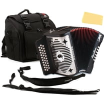 Hohner Panther Diatonic Accordion - Keys G/C/F Bundle with Hohner Accordion Road Kit and Austin Bazaar Polishing Cloth