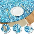 thumbnail image 4 of Blue White Tie Dye Textured Pattern Round Fitted Tablecloth with Elastic Edge,Dining Table Cover Waterproof,Outdoor Round Tablecloth for Camping,Dining,Indoor and Outdoor, 4 of 7