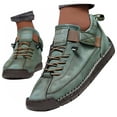 thumbnail image 2 of AUDeals Womens Handmade Casual Leather Sneakers Non Slip Ankle Loafers Outdoor Walking Shoes (Blackish Green, 7), 2 of 5