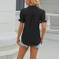 thumbnail image 4 of Blczomt Short Sleeve Summer Tops for Women 2025 Dressy Casual Plain Shirts Black Work Formal Elegant V Neck Womens Plus Size Blouses, 4 of 4