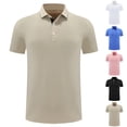 thumbnail image 4 of Ecqkame Mens Golf Shirts Solid Color Casual Loose Button Pocket Short Sleeve Tops Turndown Collar Daily Versatile Shirt Black XXXL, 4 of 4