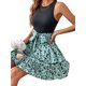thumbnail image 3 of VISgogo Vestido Casual de Verano para Mujer, Patchwork Floral Patrón Torta Ruffle Hem Tie-Up Cintura Alta Prenda de una Sola Pieza VISgogo moda, 3 of 5