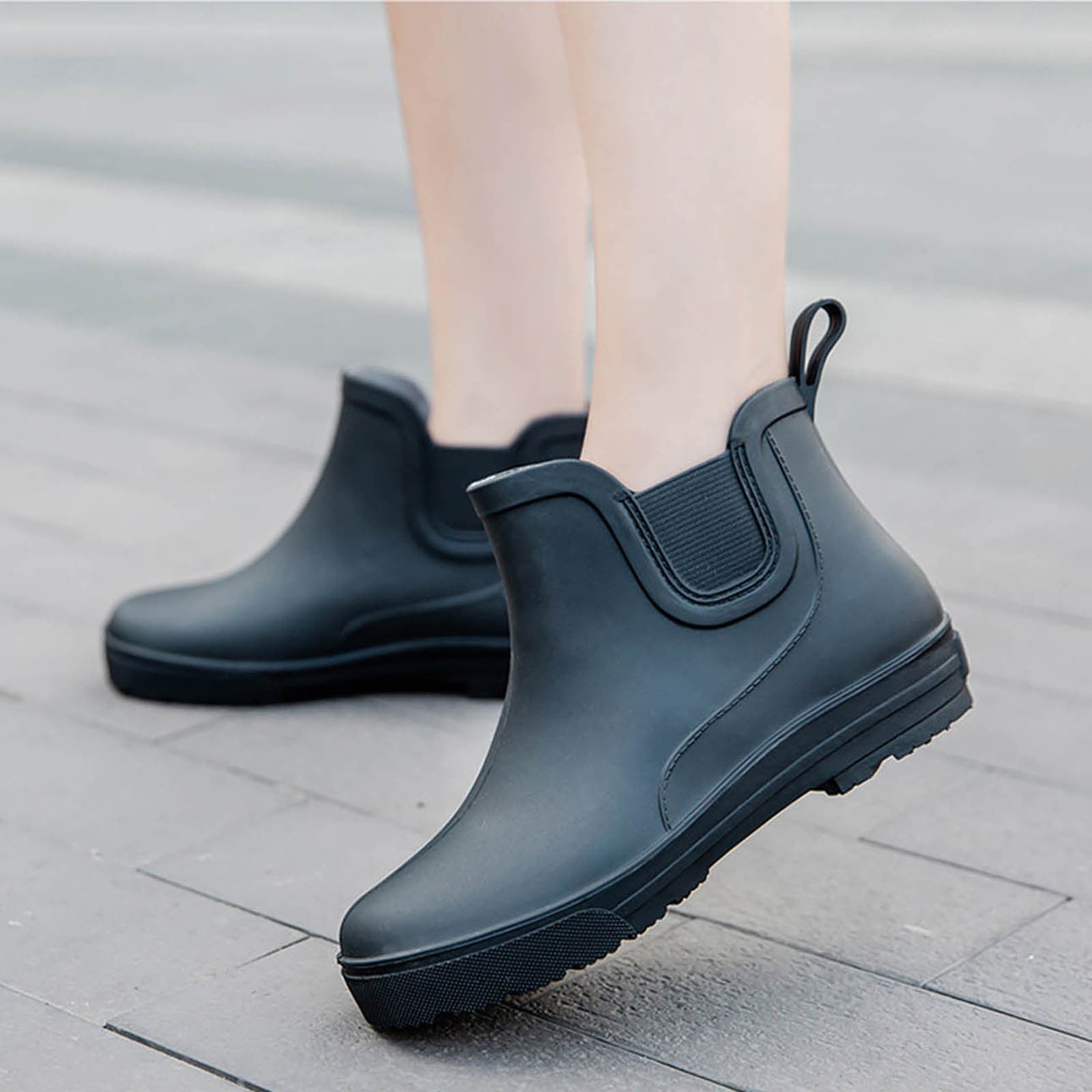 Juosiy Women's Short Rain Boots Water-proof Comfortable Insole Lightweight Stylish Ankle Outdoor Water Shoes