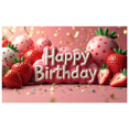 thumbnail image 1 of Pink Themed Happy Birthday Banner with Strawberry Elements Backdrop Party Decoration for Birthday Party Celebrations Photography Props Photo Booth Decorations, 1 of 4