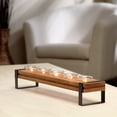 thumbnail image 4 of Hosley 19 inch Long, Brown Wood Rail 5 Glass Tea Light Candle Holder, 4 of 5