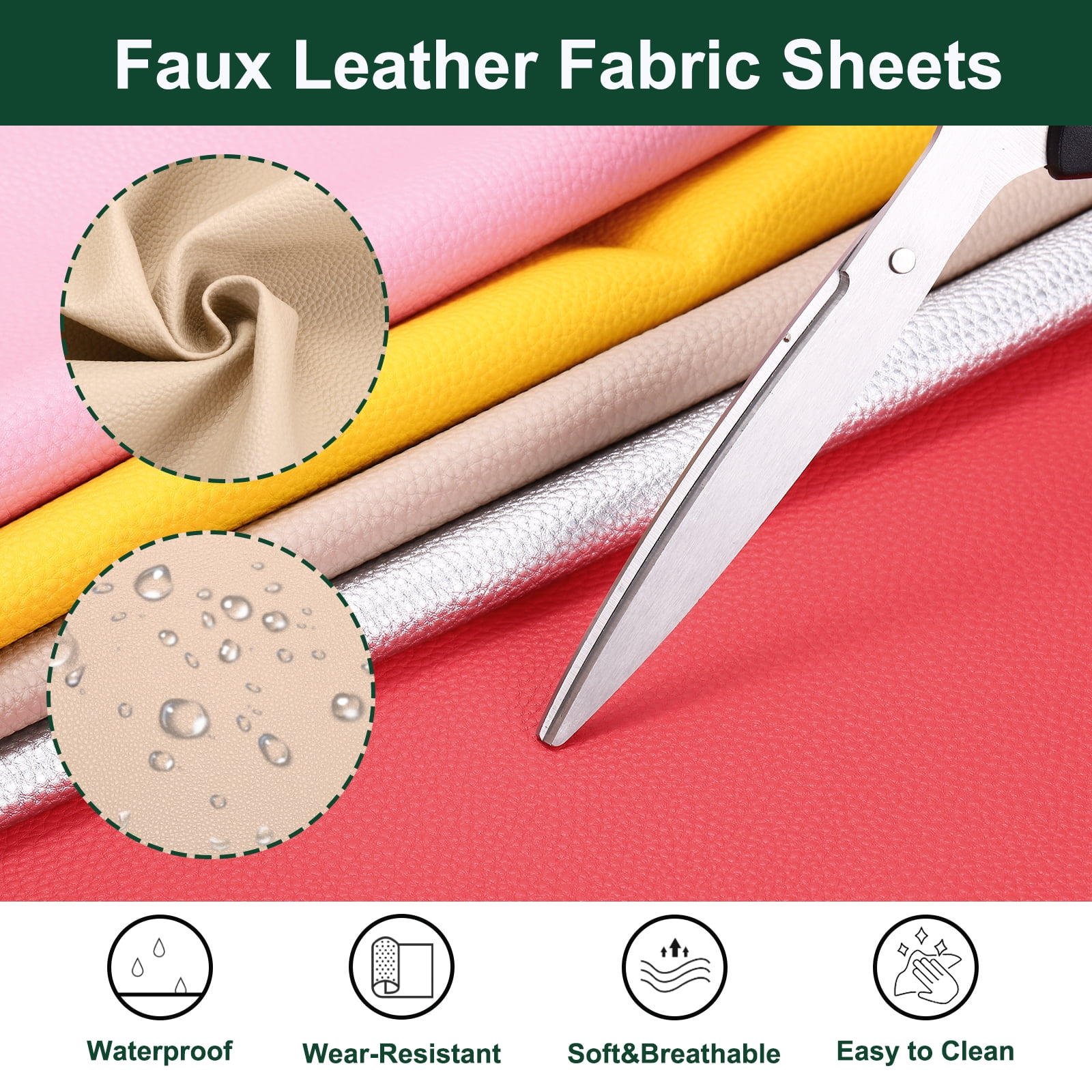 Uxcell Faux Leather Fabric Sheets, 54x36 Inch Waterproof Solid Soft PU Synthetic Leather Sheet for Upholstery Replacement Renovate Sofa Furniture Bag Crafts DIY Sewings(Light Khaki)