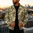 thumbnail image 2 of Havenx Men's Camo Corduroy Jacket Long Sleeve Button Down Shirt Jackets with Pockets Lapel Collar Camouflage Print Coat Vintage Casual Western Fall Winter Clothing,Brown 2XL, 2 of 5