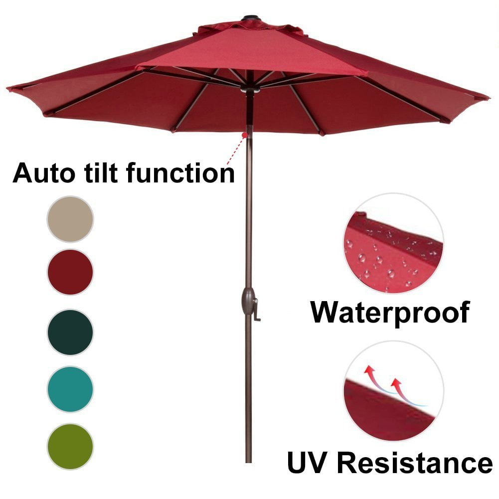 Abba Patio 9Ft Aluminum Patio Umbrella with Auto Tilt and Crank, 8