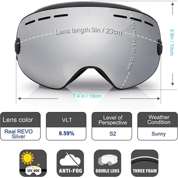 Masques de Ski pour Hommes et Femmes - Protection 100 % UV400
