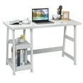 thumbnail image 1 of Costway Trestle Computer Desk Home Office Workstation w/Removable Shelves Vintage White, 1 of 9