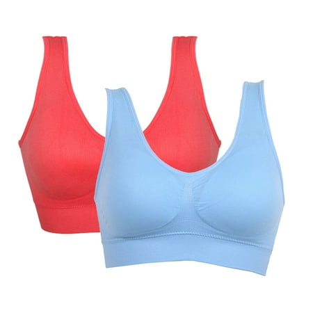 

Wuffmeow Women s 2-Pack Light-Support Seamless Sports Bras Size S