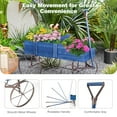 thumbnail image 4 of Wooden Wagon Planter, Decorative Garden Wheelbarrow Planter with 2 Planting Sections, Rolling Wheels, Adjustable Handle, Small Wagon Cart Planter Stand for Flowers Vegetables Herbs, 4 of 6
